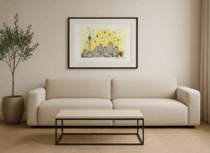 Line art printable of MyCity Tehran, A2 and A3 PDF