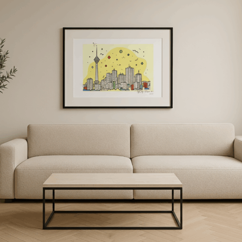 Line art printable of MyCity Tehran, A2 and A3 PDF